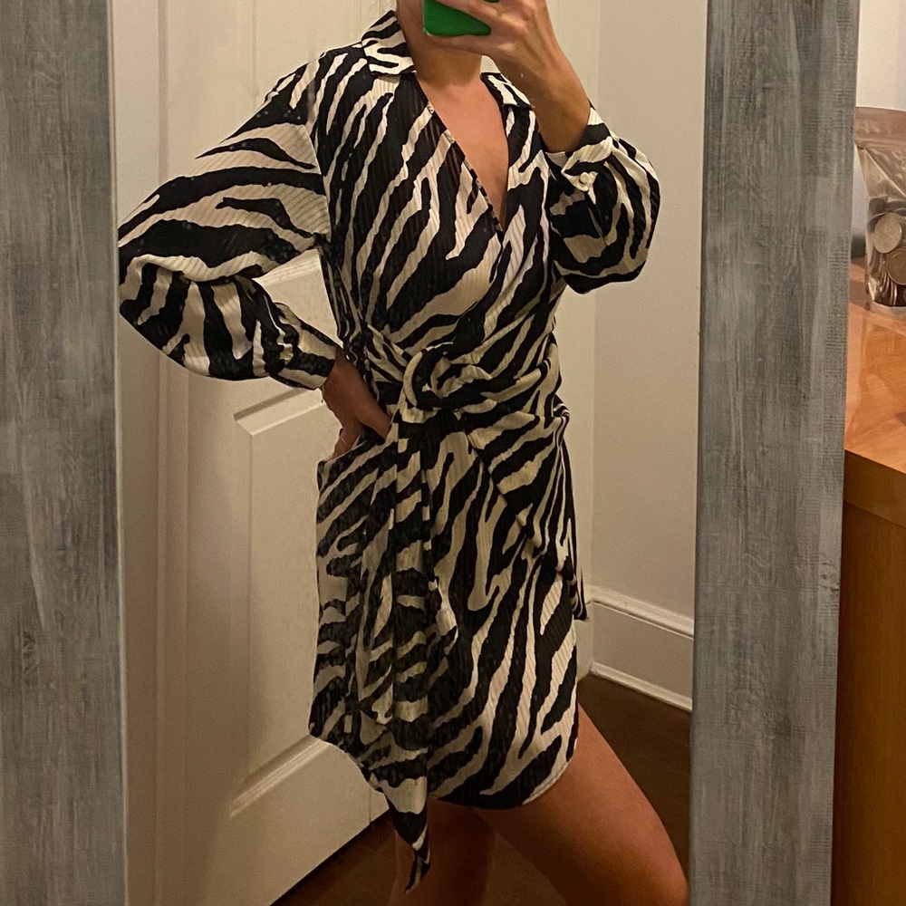 Zara Zebra Print Wrap Dress
